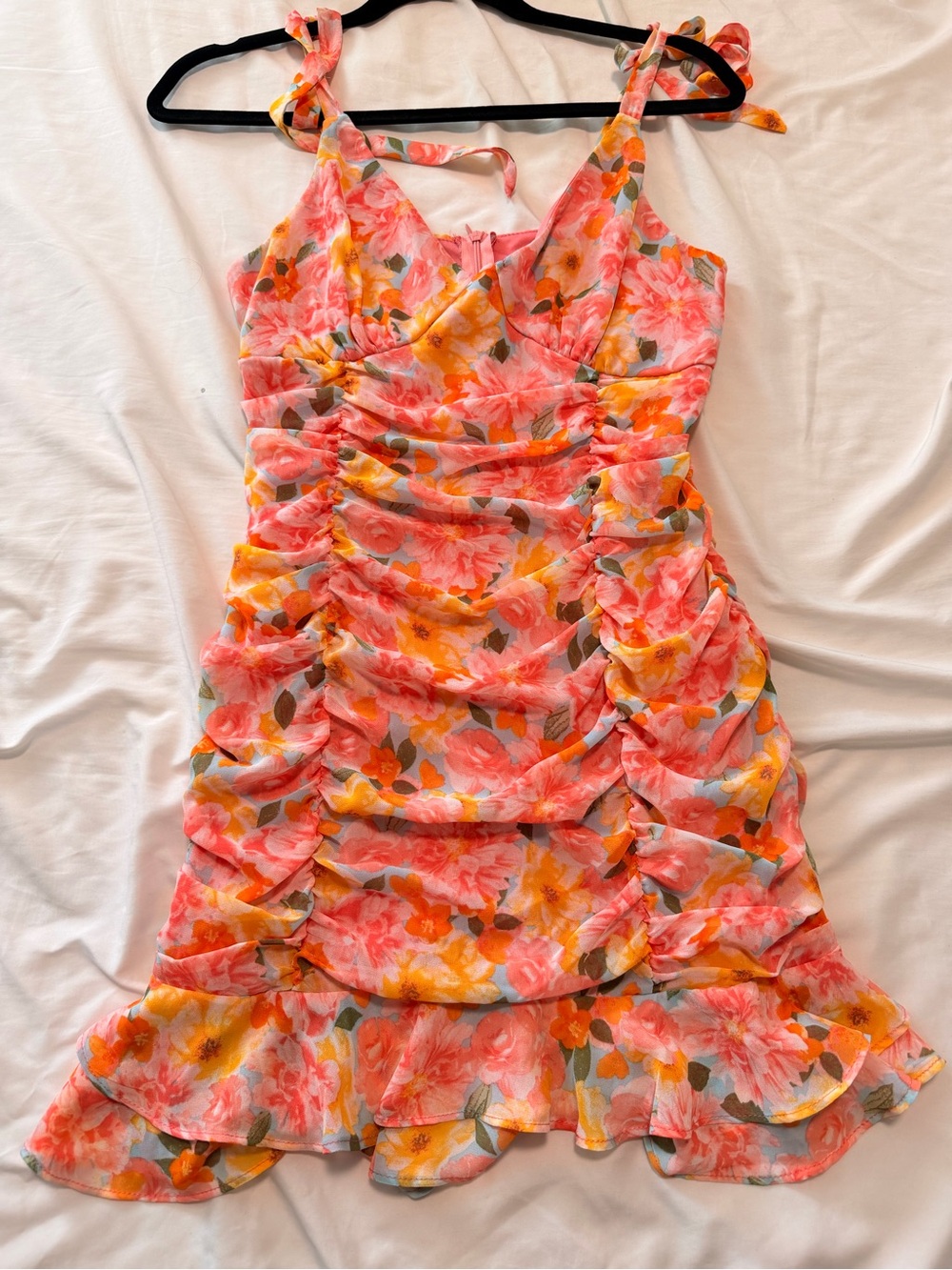Lily Rose Pink and Yellow Floral Ruffled Mini Dress